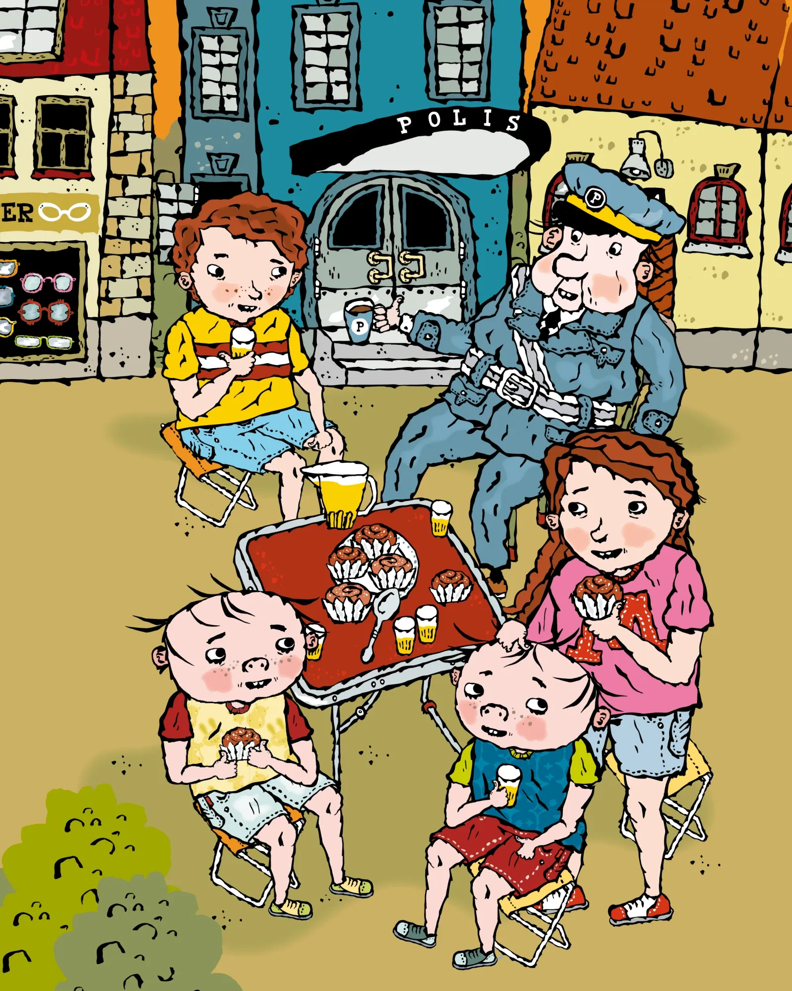 Några av invånarna i Valleby fikar tillsammans